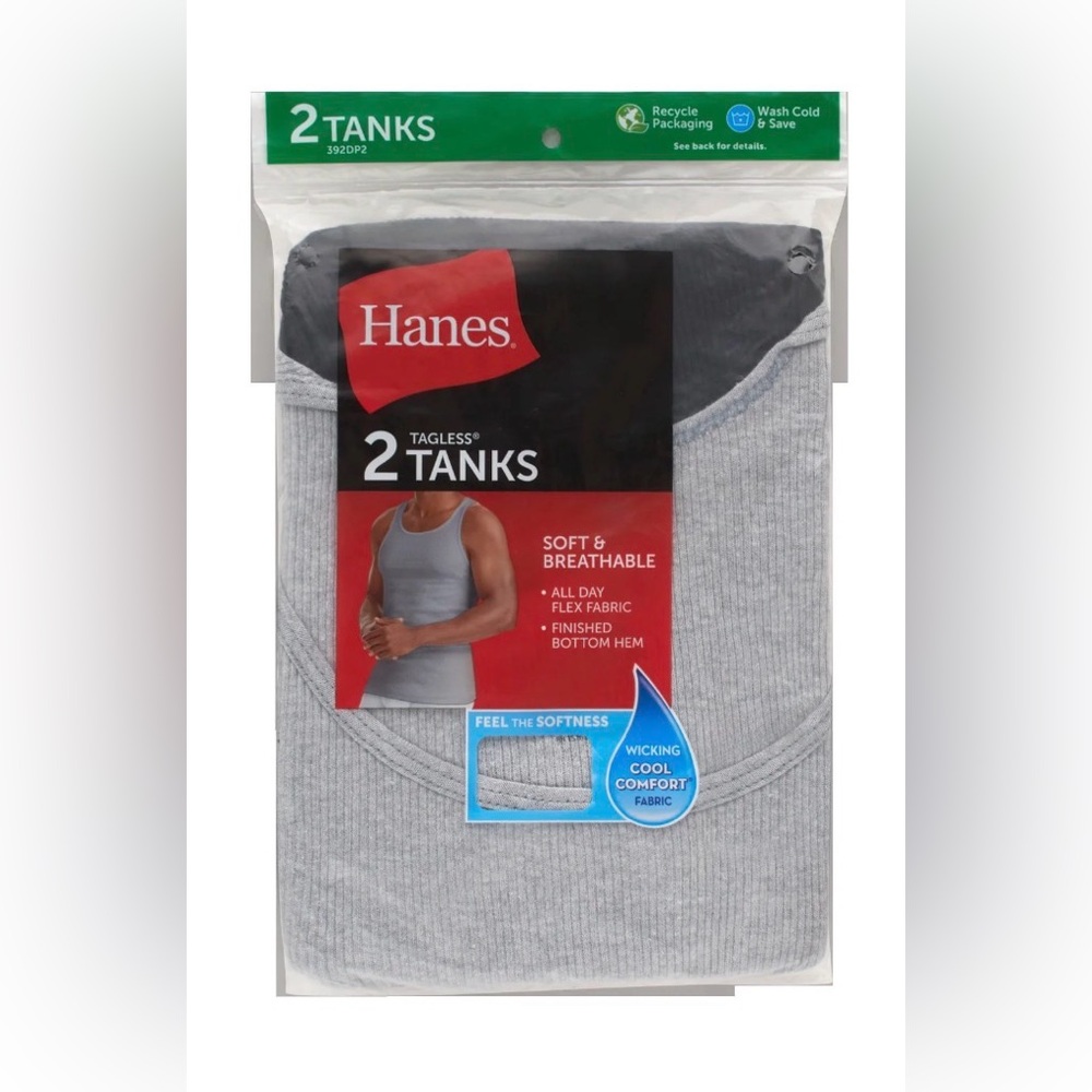 Hanes Men's Soft Gray Tagless Tanks